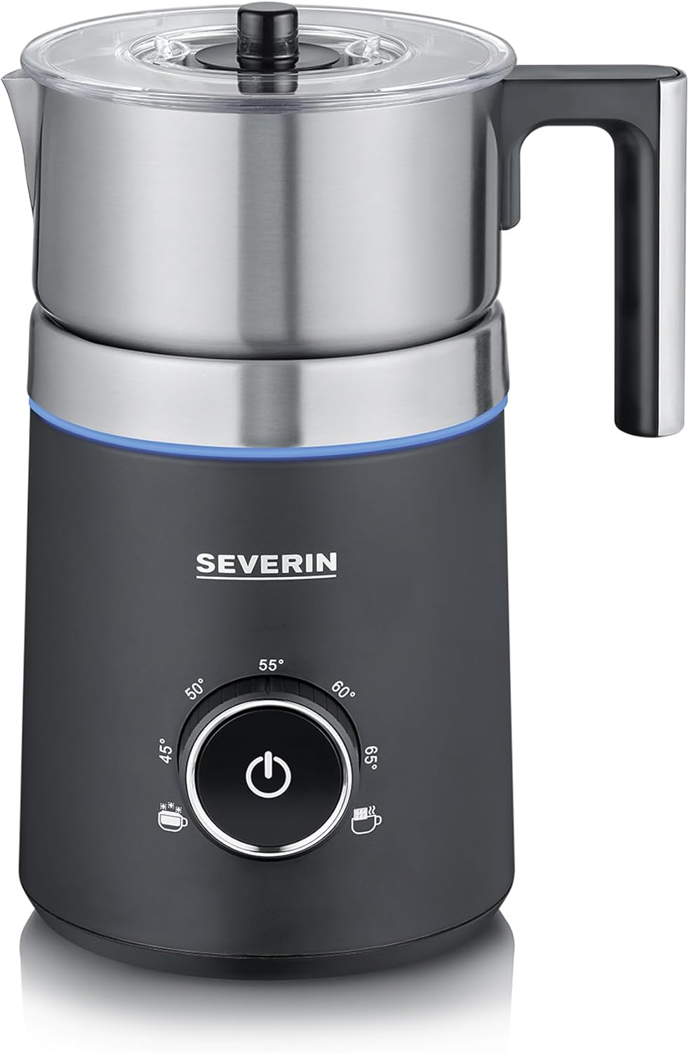 Espumador de leche por inducción SEVERIN SPUMA 700, espumador de leche eléctrico que no quema, espumador apto para lavavajillas, acero inoxidable cepillado/negro mate, SM 3586