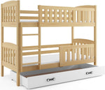 Interbeds Litera 200x90 cm Cama alta Cama doble con cajón Cama de madera de pino Cama infantil Cama juvenil con somier y barrera de seguridad (tono natural, 200x90)