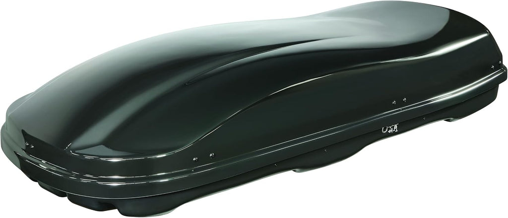 Farad Marlin Dachbox 680L schwarz metallic mit Elastisches Befestigungsnetz - Doppelter Seitenöffner, TÜV-GS Zulassung, 5 Jahre Garantie - 3-Punkt-Zentralverriegelung mit Sicherheitsschlüssel