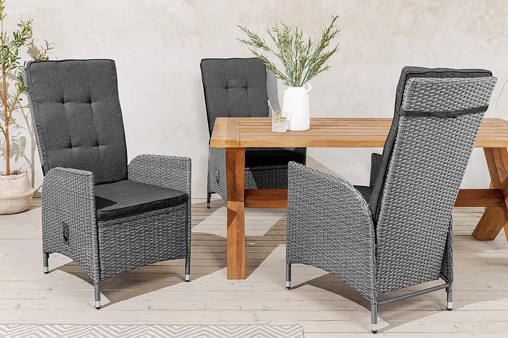 Riess Ambiente Outdoor Gartenstuhl Sylt - grau - Polyrattan - Hochlehner mit Armlehne verstellbar wetterfest