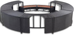 Borde KOIECETA con almacenamiento para jacuzzi spa piscina, borde de piscina de poliratán negro, madera dura, redondo, acero con recubrimiento en polvo (V31009)