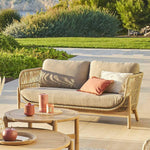 Hespéride – Deona Gartensofa in Taupe und Akazie – 2-Sitzer – Abnehmbare, Wasserabweisende Kissen – Garten-, Terrassen- und Balkonmöbel