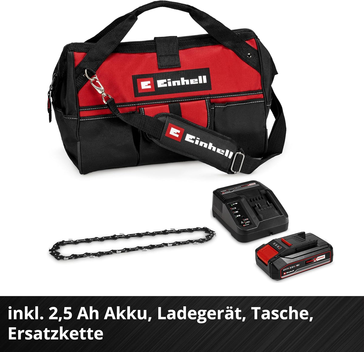 Sierra de cadena a batería para ramas Einhell GE-PS 18/15 Li Bag Kit