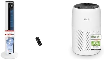Levoit 20dB sehr leiser Turmventilator, 26W Ventilator mit DC Motor+Core Mini - Aroma Luftreiniger