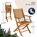 Casaria® Balkonmöbel Set 2 Personen Wetterfest Holz FSC®-zertifizierte Stühle Klappbar 160kg Belastbar Balkon Garten Terrassenmöbel Möbel 3-TLG. Akazie