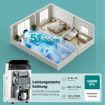 SereneLife klimagerät Mobil- mit Abluftschlauch, 12000 BTU WLAN, 4-in-1 Klimaanlage- Kühlen/Heizen/Ventilieren/Entfeuchten, Digitaldisplay, Timer und Fensterkit, bis 35m², für heiße Sommertage