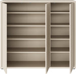 Forte Alice Springs Schuhschrank 100 110, Flurschrank mit 3 Türen und 8 Einlegeböden, Holzwerkstoff, Kaschmir Beige, 109,2 cm breit x 99,1 cm hoch x 34,9 cm tief