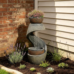 Fuente de jardín Bumilgar, fuente ornamental, fuente de interior, fuente con luz LED, cascada, juego de agua para jardín, balcón, terraza, 82 cm