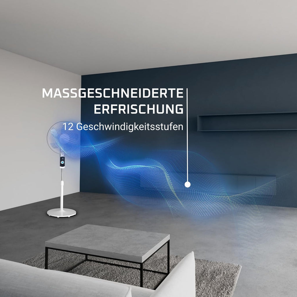 Rowenta Turbo Silence Standventilator, 35 dB(A), Leistungsstarke Erfrischung bis zu 7,2 m, 12 Geschwindigkeiten, 120° Oszillation, Fernbedienung, LED-Display, 12-Stunden-Timer, VU5650F0