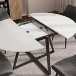 Mesa de comedor Vicco Loyd, blanco/negro, 120 x 120 cm extensible, con función de extensión para un ajuste flexible del tamaño de la mesa