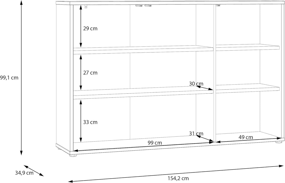 Cómoda Forte Alice Springs 150 155, aparador grande con 3 puertas de armario, pasillo, salón, dormitorio, madera de ingeniería, beige cachemira, 154,2 cm de ancho x 99,1 cm de alto x 34,9 cm de profundidad