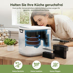 Compostador eléctrico Fullwatt 4.2L, compostador eléctrico inodoro de secado rápido con 2 filtros de carbono, cubo de compostaje y pantalla LED para materia orgánica y restos de comida, autolimpiable