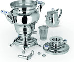 BEEM 06127 Samowar Odessa III, Edelstahl, 3 Liter, traditionelle Teezubereitung, 2 Heizspiralen, energiesparend, 53 x 34 x 25 cm, Silber