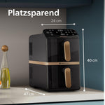 Philips Airfryer Serie 4000 de doble cesta apilada, freidora de aire con 2 cestas apiladas, 10 l, tecnología RapidAir, 45 % menos de espacio, revestimiento cerámico sin PFAS, ventana de visualización (NA462/70)