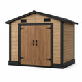 Caseta de jardín de polipropileno con aspecto de madera, color marrón claro