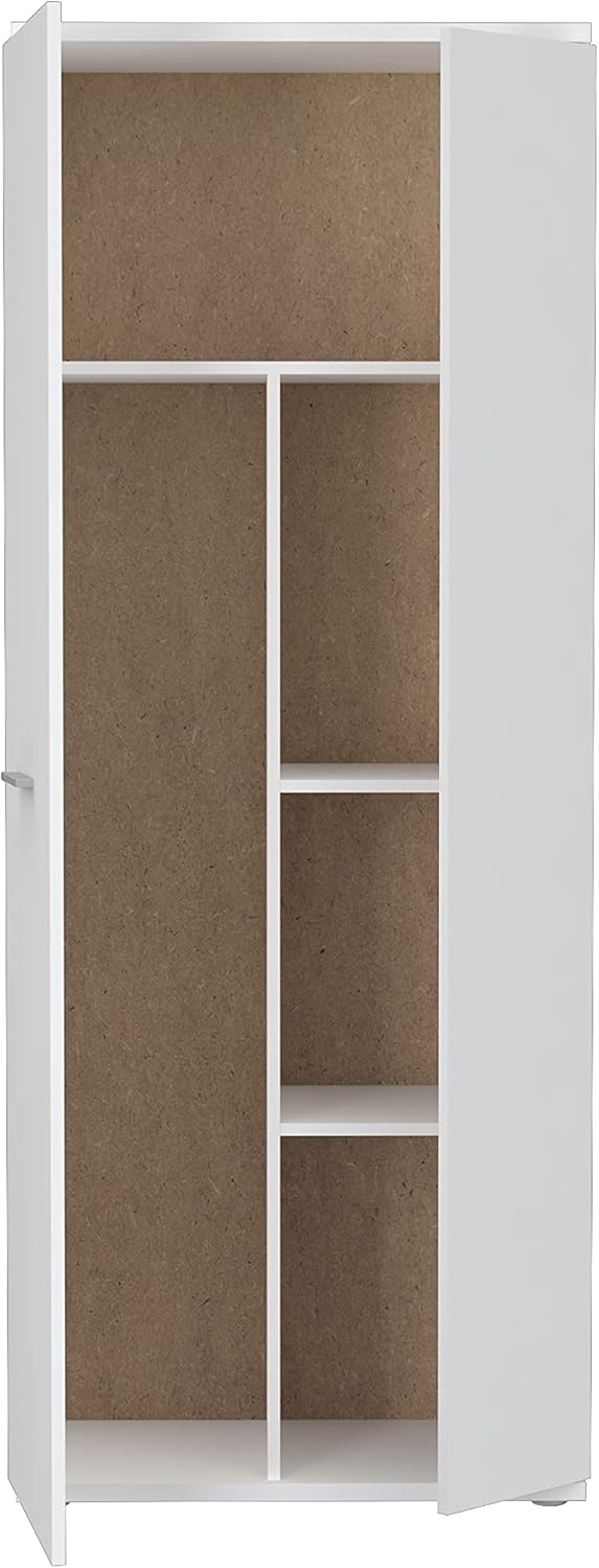 FORTE NET106 Armario 70 180, armario multiusos blanco, armario para aspiradora, trastero, armario de puertas batientes, 2 puertas con estantes, 69 cm de ancho x 179 cm de alto x 35 cm de profundidad