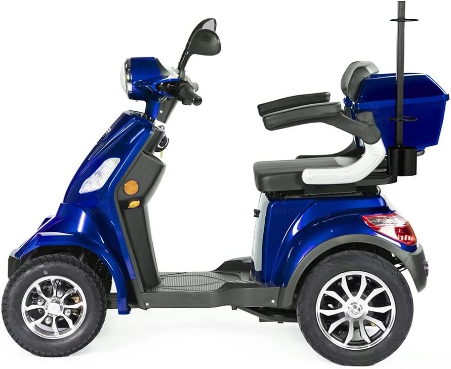 VELECO Scooter eléctrico para personas mayores con batería de iones de litio de 4 ruedas y 1000 W FASTER (AZUL)