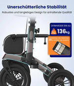 Andador plegable y ligero VOCIC con asiento, ruedas de caucho macizo, ajustable en altura, aluminio, gris, para exteriores