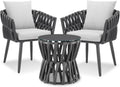 tectake® Gartenmöbel-Set Lugano Rope-Design, Aluminiumgestell, Tisch 2 Stühle, Dicke Sitzpolster, Gartenlounge, Loungemöbel, Gartensitzgruppe, Outdoor Lounge Set, Terrassenmöbel, Balkonmöbel