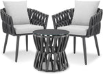 tectake® Gartenmöbel-Set Lugano Rope-Design, Aluminiumgestell, Tisch 2 Stühle, Dicke Sitzpolster, Gartenlounge, Loungemöbel, Gartensitzgruppe, Outdoor Lounge Set, Terrassenmöbel, Balkonmöbel