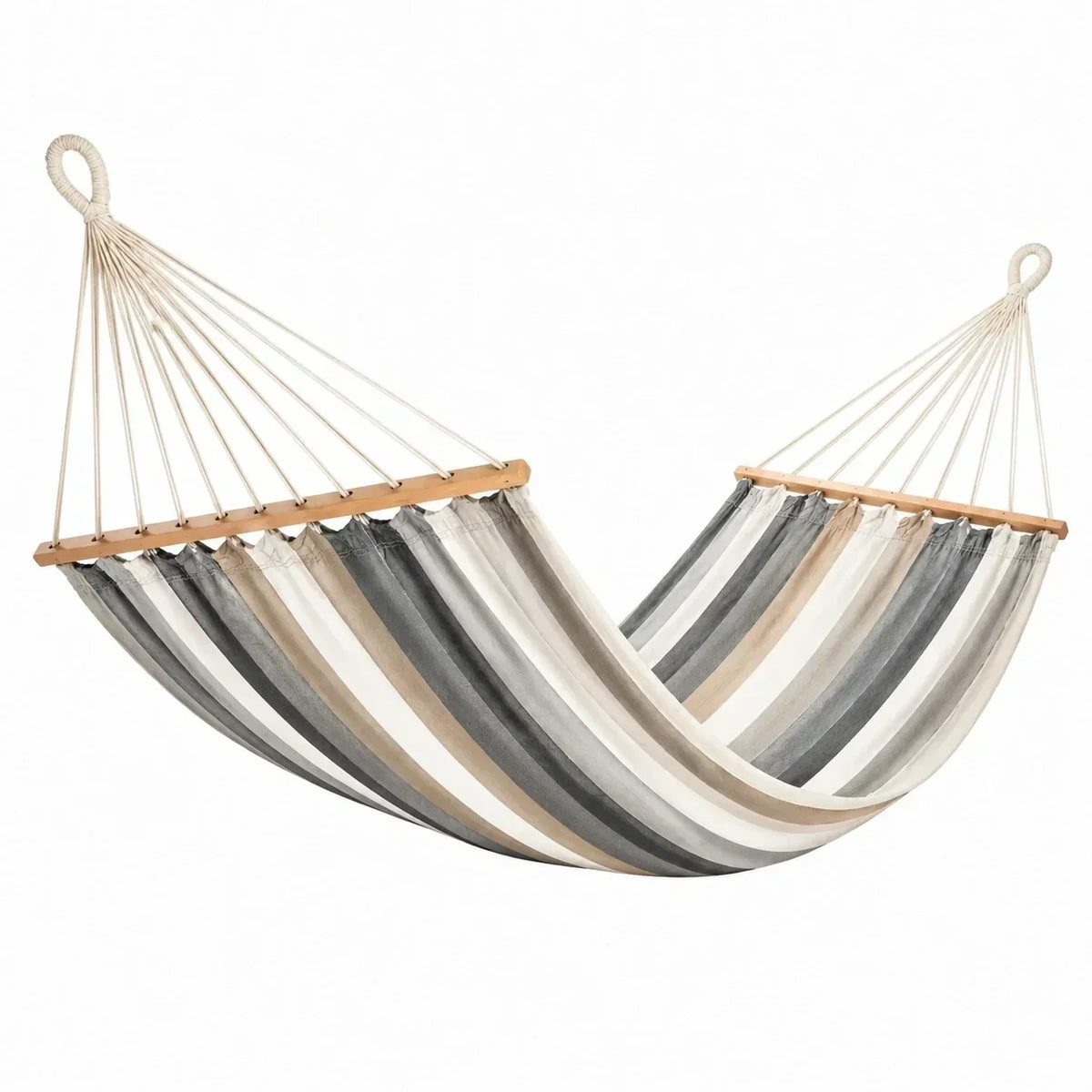 Hamaca de algodón 200x150 cm a rayas beige/gris