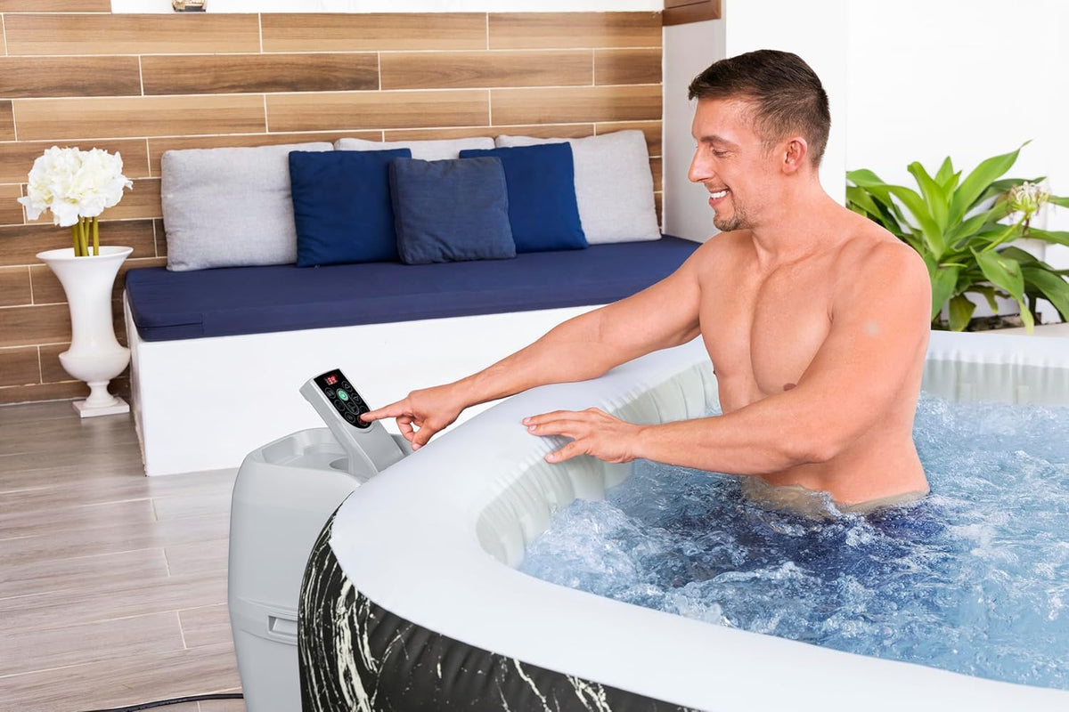 Jacuzzi® inflable con luces LED Bestway® Lay-Z-SPA® Hollywood AirJet™ para 6 personas, 180 x 180 x 66 cm, efecto mármol (Marquinia)