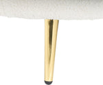 Chaiselongue Beliani izquierda bouclé crema blanco acolchado con estructura de metal dorado Valreas