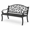 Banco de jardín de aluminio con diseño de hojas negro 126 cm