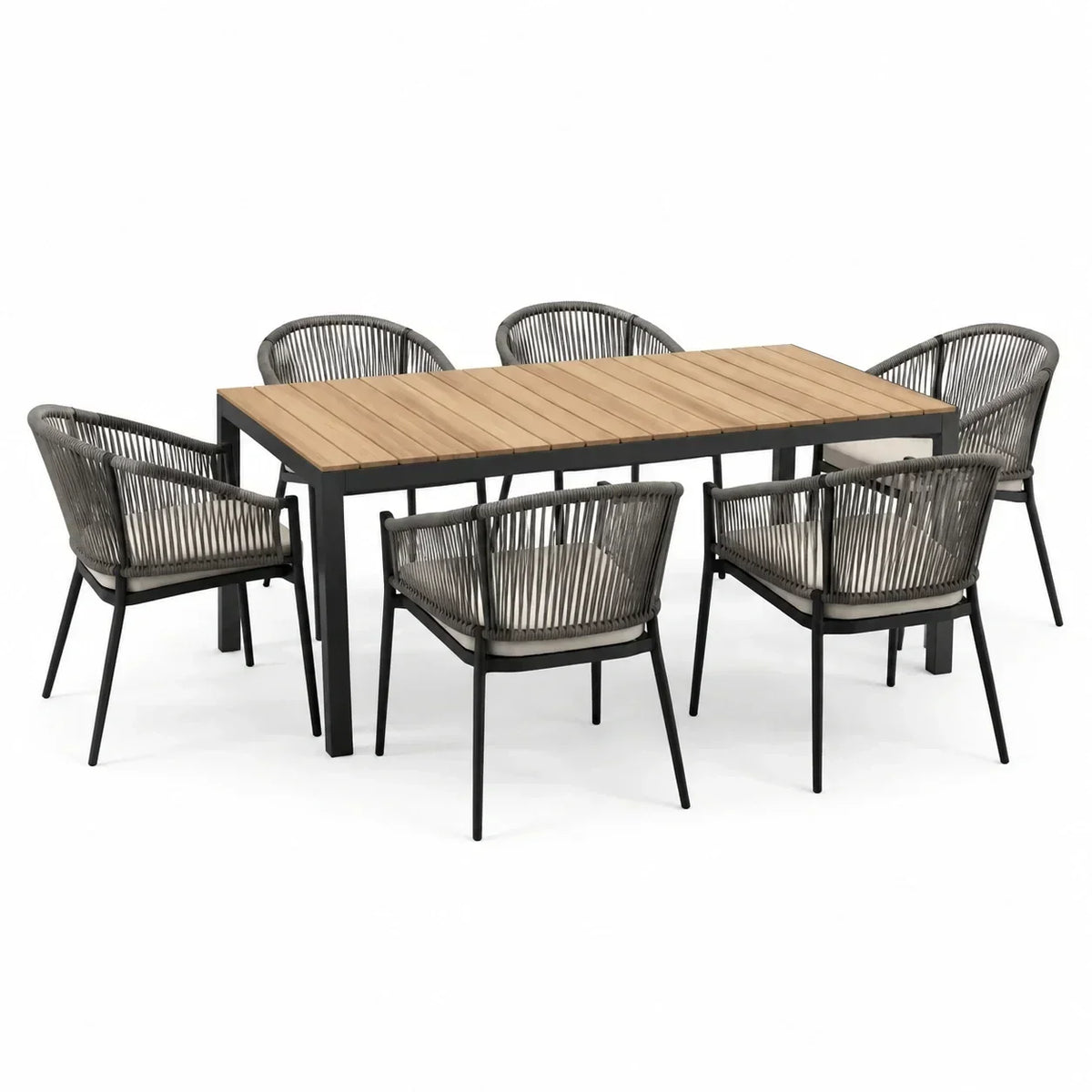 Conjunto de muebles de jardín de 7 piezas de aluminio y polimadera