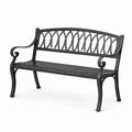 Banco de jardín negro de metal con recubrimiento en polvo de 125 cm