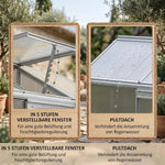 Invernadero Outsunny de policarbonato y aluminio con puerta corredera, ventanas de techo abatibles, invernadero para tomates, casa para plantas, para jardín, 192 x 68 x 196 cm, plateado