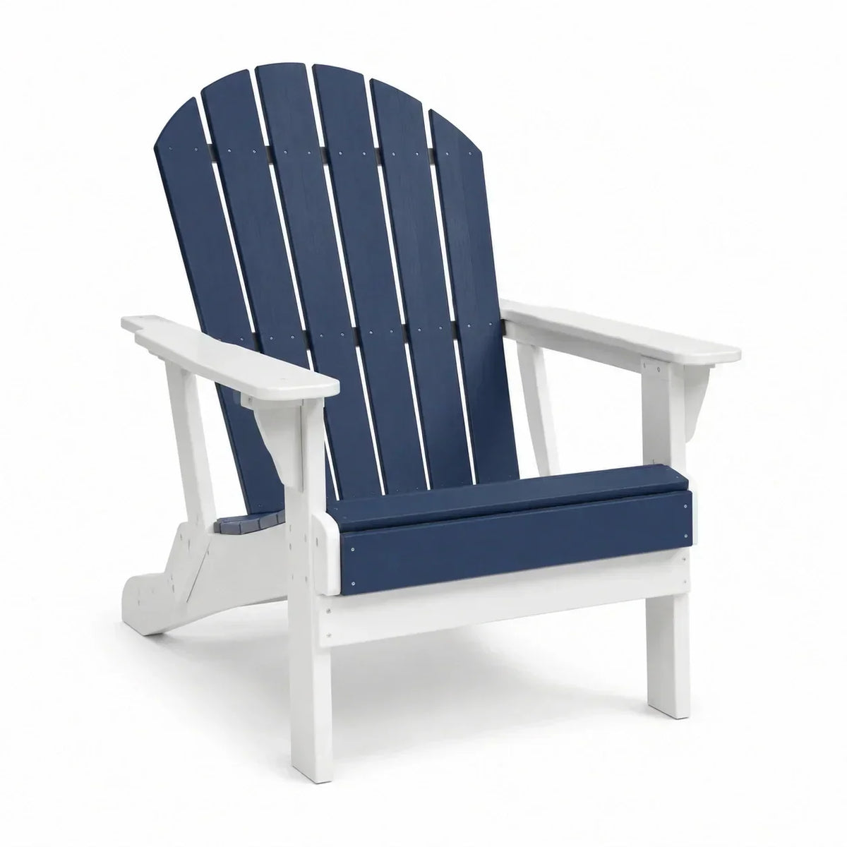 Silla Adirondack con aspecto de madera, polimadera, azul/blanco, 90 cm