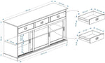 Aparador IDIMEX Savona con 3 puertas y 3 cajones, madera maciza, color roble, mueble buffet, vajillero, madera maciza
