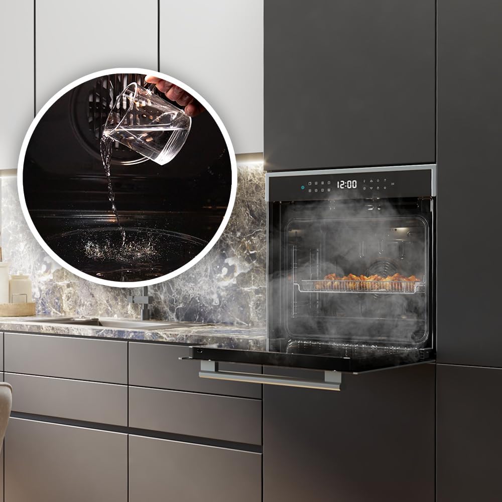 Horno empotrable pirolítico Cecotec 60 cm Bolero Hexa P506000 Edge A+. 3400W, 81L de capacidad, 11 funciones con Airfryer Master, Pizza Master, 3D Cooking, Steam Base X2, pirólisis