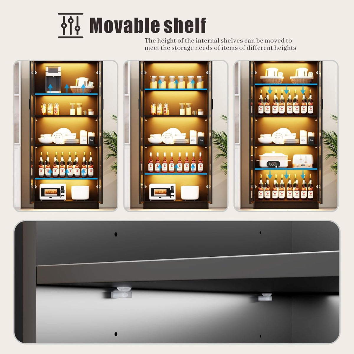 Vitrina FREDEES con iluminación LED, vitrina para coleccionables de 5 niveles con sensores inteligentes, vitrina de pie de acrílico con estantes ajustables para salón y oficina, negro