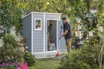 Caseta de jardín Keter Manor Pent 6x4 resistente a la intemperie, plástico, exterior, dimensiones exteriores: ancho x fondo x alto: 183,5 x 111 x 200,5 cm, dimensiones interiores: 168,5 x 97 x 154 cm, gris