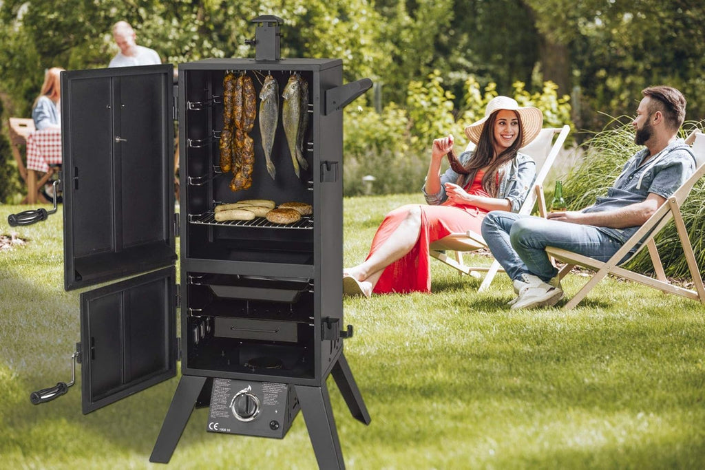 Barbacoa de gas El Fuego® "Portland XL" | incl. funda protectora | incl. manguera de gas y regulador de presión | incl. recipiente de agua y caja de ahumado | Ahumador | Smoker | AY 3172