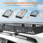 HOMCOM Portaequipajes para coche, baca de techo ajustable en longitud de 109 a 162 cm, carga máx. 100 kg
