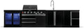 Cocina exterior GORILLER® BLACKBACK L3, parrilla de gas con refrigerador doble, fregadero, superficie de trabajo adicional y espacio de almacenamiento, acero inoxidable, negro