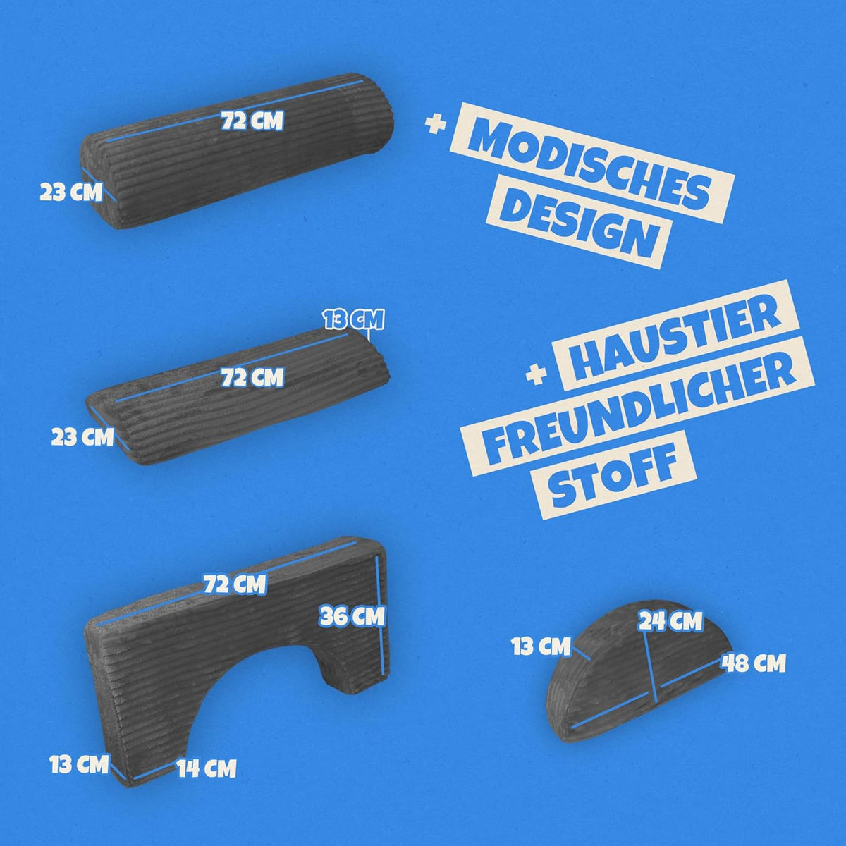 Bestlivings Spielsofa Kinder 11-teilig Bezug (Anthrazit) aus Flanell-Cord – Modulare Spielcouch für kreatives Bauen im Kinderzimmer, formstabil und erweiterbar | ÖKO-Tex Standard 100, Füllung: mittelfest, Bezug abnehmbar, 11 tlg. modular, Atmungsakti