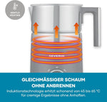 Espumador de leche por inducción SEVERIN SPUMA 700, espumador de leche eléctrico que no quema, espumador apto para lavavajillas, acero inoxidable cepillado/negro mate, SM 3586