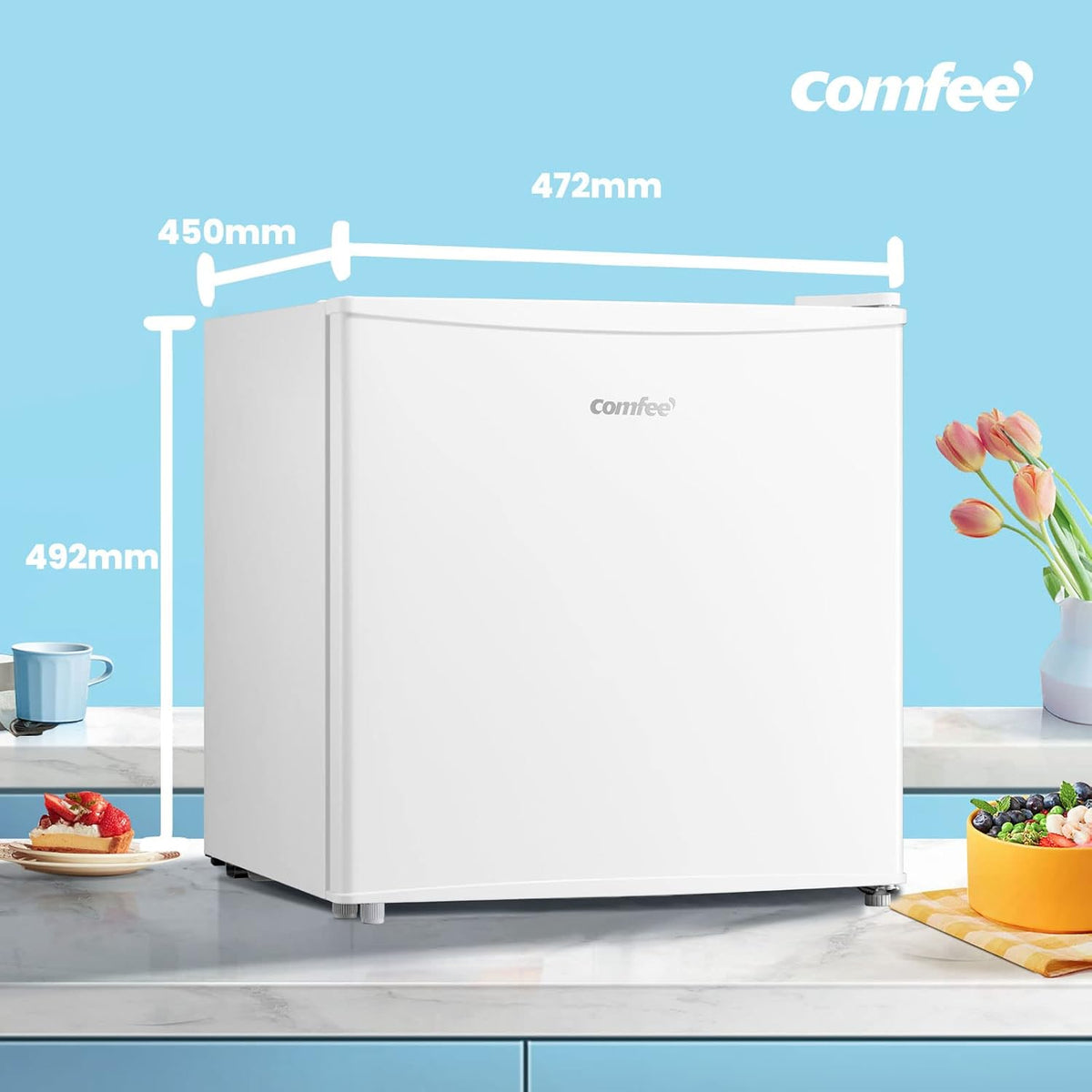 COMFEE RCU40WH3EU(E) 31L Mini Gefrierschrank (-24℃) mit Inverter-Kompressor, D-Energieeffizienz, 4-Sterne-Gefrierleistung, Leise 39 dB, Kompakter Tisch Gefrierschrank für Büro, Küche, Studentenhaus