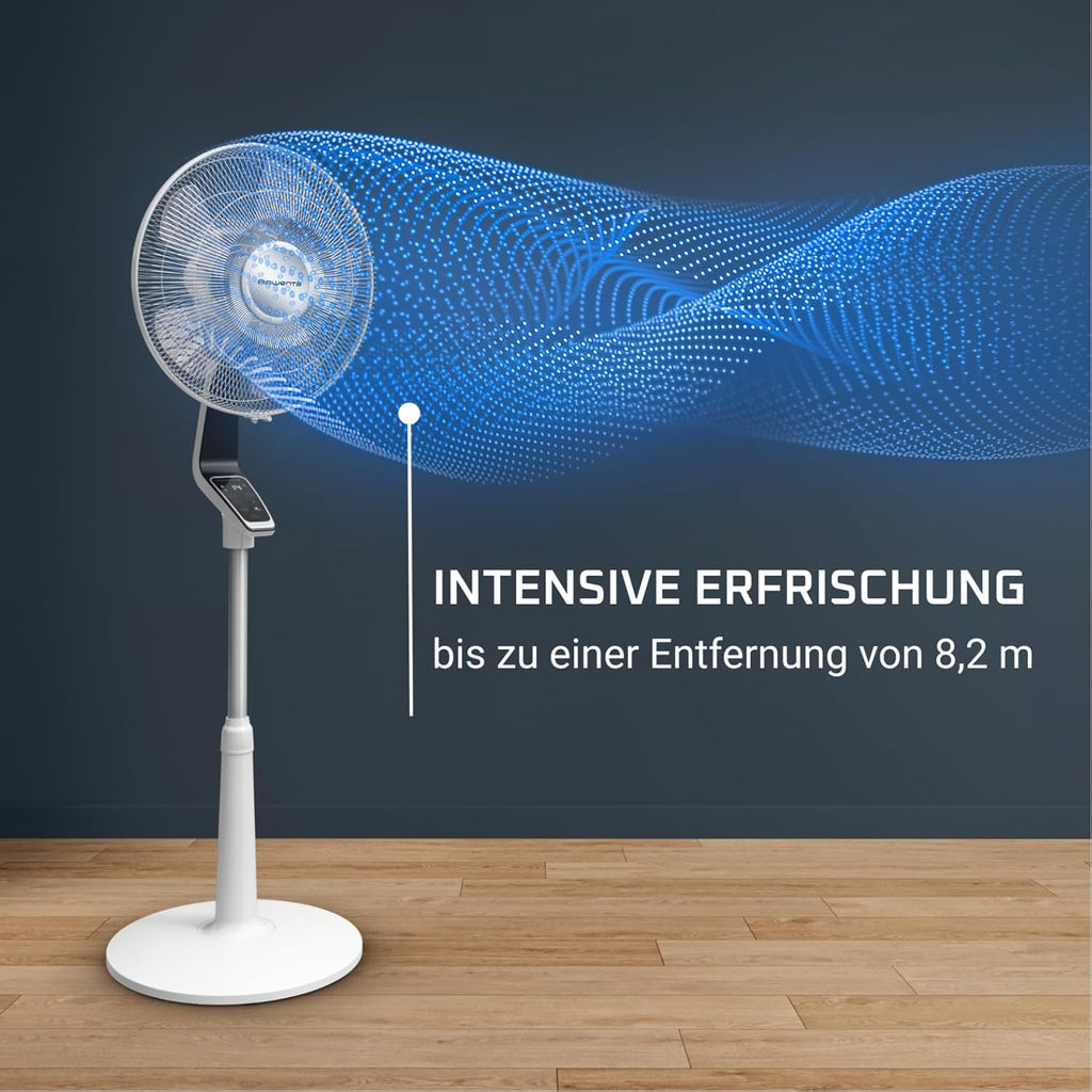 Ventilador de pie Rowenta Turbo Silence Extreme, 14 velocidades, modo noche silenciosa de 32 dB, mando a distancia, oscilación, altura regulable, circulación de aire hasta 8,2 m, blanco, VU5690F0