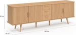 IDMarket - Aparador Juliette XXL de 180 cm, 4 puertas efecto listones y 3 cajones