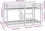 Cama litera Hommdiy para espacios reducidos, cama alta con barandillas, estructura de cama, 75x190 cm, madera maciza de pino