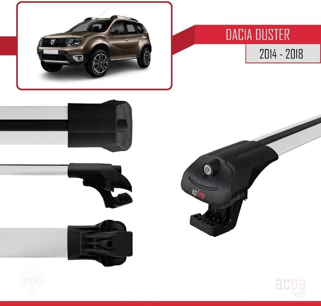 Barras de techo compatibles con Dacia Duster 2014-2018 ACE-1 Barras de techo 3 barras Gris