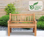 Banco de teca CLP Jackson V2 | Banco de madera resistente a la intemperie con respaldo | Banco de jardín estable de madera de teca maciza, color: Teca, tamaño: 120 cm