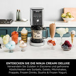 Ninja CREAMi Deluxe Eis-und Eisgetränkmaschine mit 2 Bechern, 10 Funktionen, macht Eiscreme, Gelato, Sorbet, Frozen Yoghurt, Milchshakes, Slushi & mehr, 2-in-1 Geschmacksoption, Silber, NC502EU