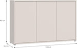 Cómoda Forte Alice Springs 150 155, aparador grande con 3 puertas de armario, pasillo, salón, dormitorio, madera de ingeniería, beige cachemira, 154,2 cm de ancho x 99,1 cm de alto x 34,9 cm de profundidad