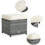 Conjunto de muebles de comedor para patio de 7 piezas de ratán con sofá seccional, mesa de comedor, otomanas y cojines